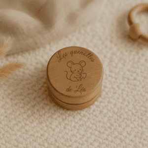 Boîte à dents de lait en bois personnalisée avec prénom Léa – gravure petite souris, cadeau première dent bébé, anniversaire, naissance, baby shower