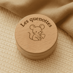 Boîte à dents de lait en bois personnalisée Les quenottes – gravure souris mignonne