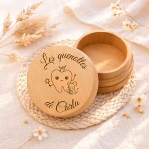 Boîte à dents de lait personnalisée avec petite souris gravée, boîte souvenir enfant en bois naturel.