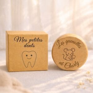 Boîte à dents de lait personnalisée avec coffret cadeau “Mes petites dents”, souvenir enfant en bois gravé avec prénom.