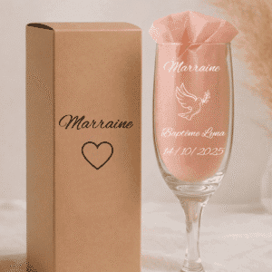 Flûte à champagne baptême personnalisée - Cadeau Parrain Marraine