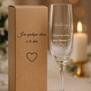 Flûte à champagne personnalisée demande témoin de mariage avec boîte cadeau élégante et gravure veux-tu être ma témoin